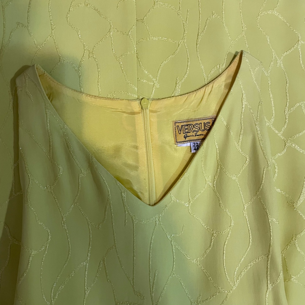 Versus Versace Yellow Sheath Dress V-Neck Sleeveless